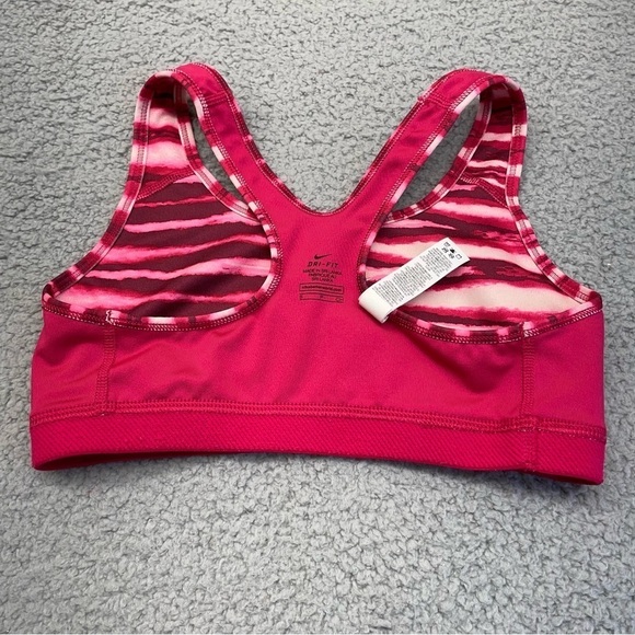 Nike Pro Sports Bra Small Classic Tiger Pink Front  Logo Stretchy  Gym Workout - Picture 4 of 11